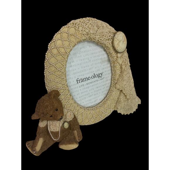 Vintage 1997 Frame ology Teddy Cameo Oval Tabletop Picture Frame - Picture 7 of 8
